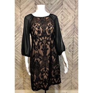 Adrianna Papell 2 nude lace cocktail dress